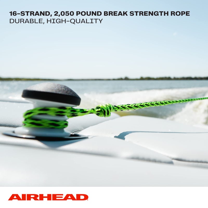 Airhead حبل تزلج على الماء من Airhead مع مقبض EVA، قسم واحد للت tubing، زلاجات الماء ولوحات wakesurf، أخضر وأسود - Image 4